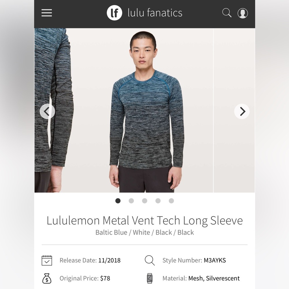 Lululemon Metal Vent Tech Long sleeve
